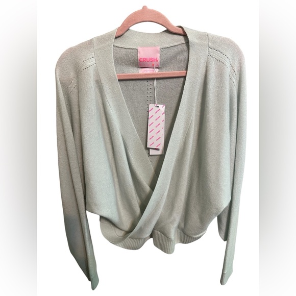 crush Tops - Crush 100% Cashmere Haiti Cross Over Sweater in Powder